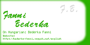 fanni bederka business card